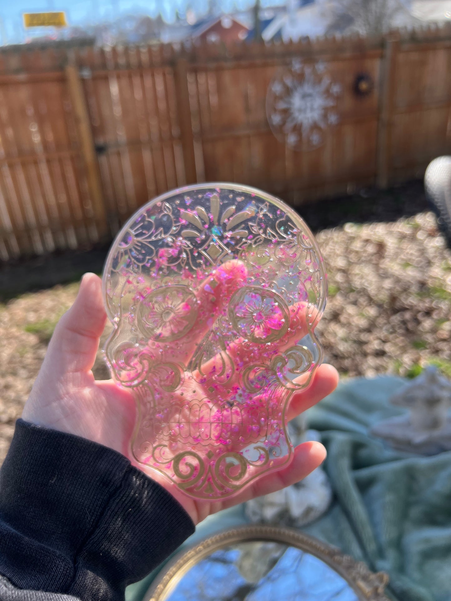 sugar skull pink glitter