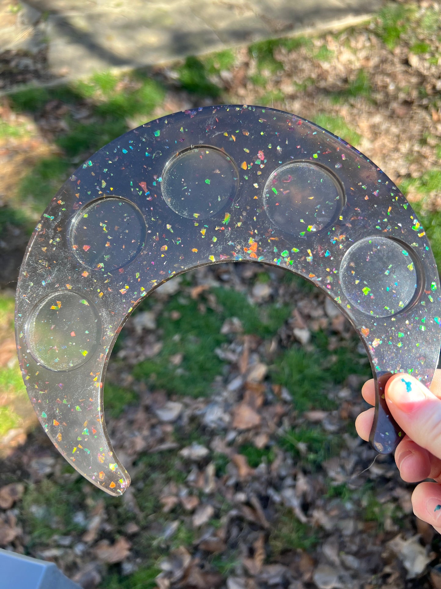 black glitter tea light moon