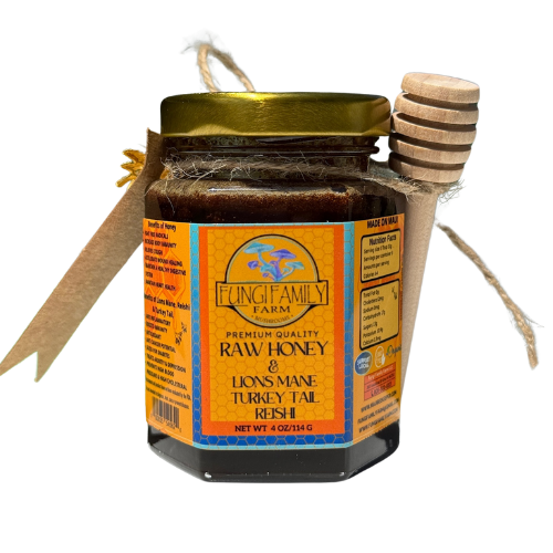 Mushroom Infused Honey – Lion’s Mane, Reishi, Turkey Tail (3 oz)