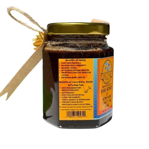 Mushroom Infused Honey – Lion’s Mane, Reishi, Turkey Tail (3 oz)