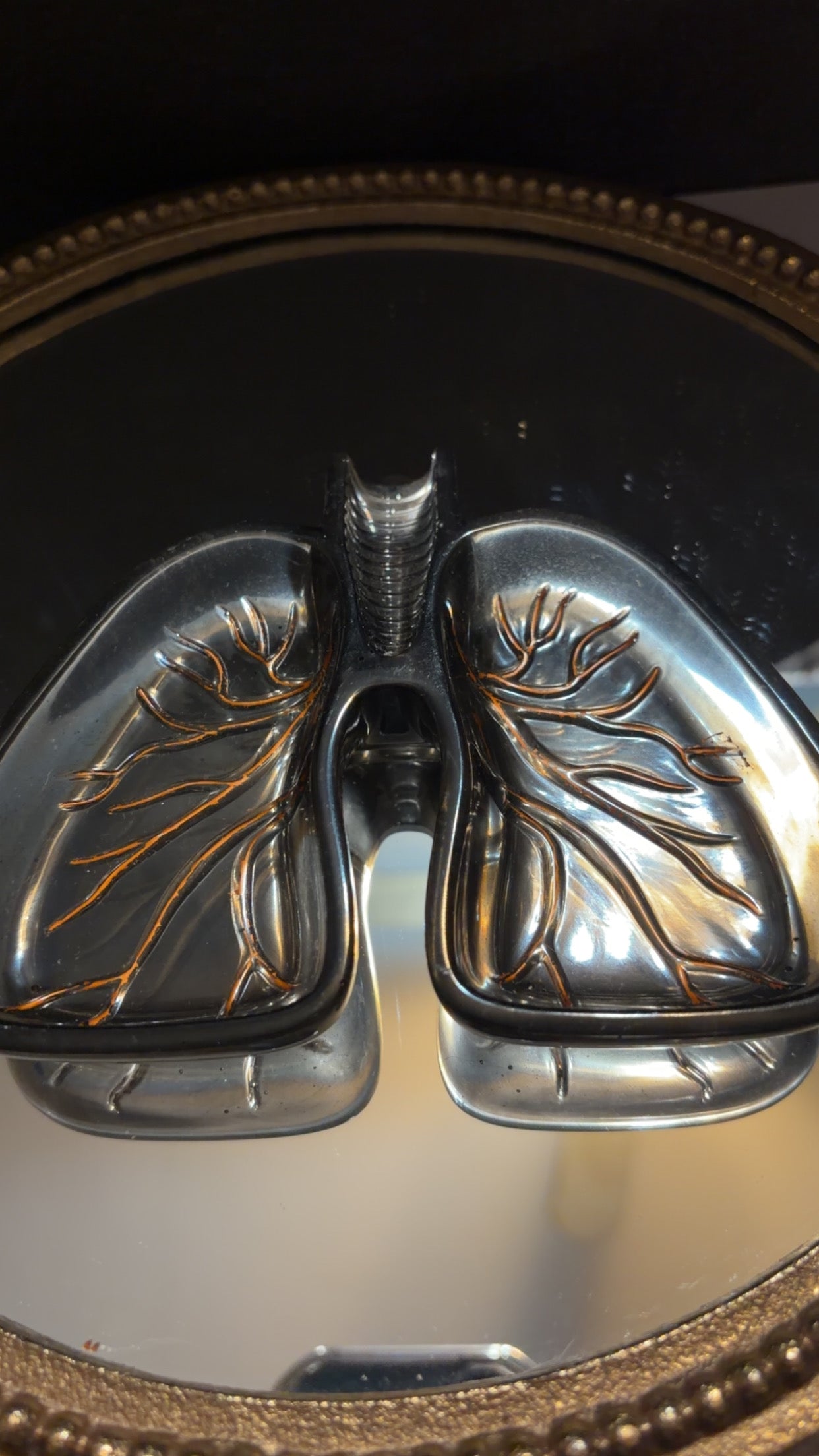 black and copper lung ashtray