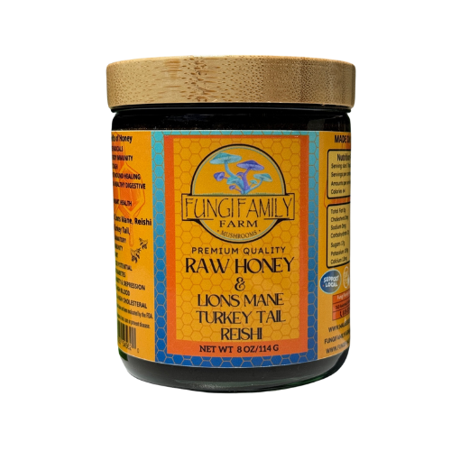 8 OZ Mushroom Infused Honey with Lions Mane, Reishi and Turkey Tail