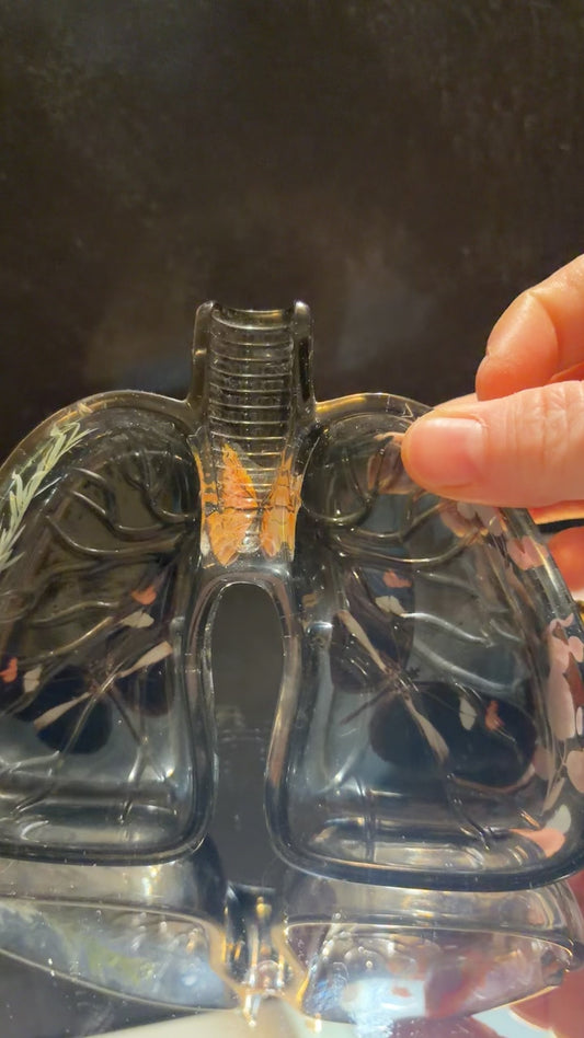 black and butterflies lung ashtray